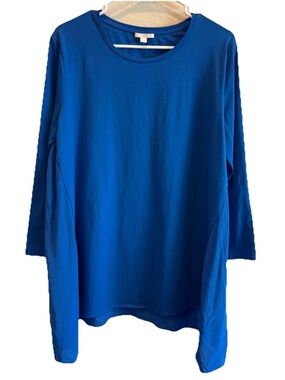 COS Blue Silk Panel Handkerchief Cotton Shirt Top size Large